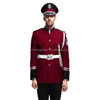 China Other Other Burgundy Design Red Security Guard Uniform, Marching Band Uniform for sale