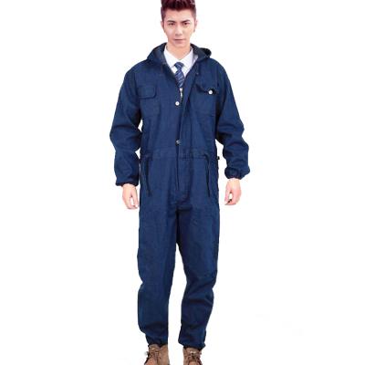 China Cotton Cotton Customized Denim Work Clothes Plus Size Auto Repair Coveralls Welded Men Long Sleeve Dustproof Coveralls With LOGO for sale