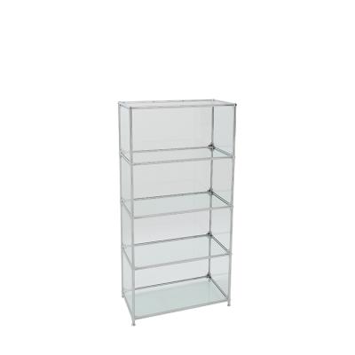 China Stainless Steel With Wall Glass Display Cabinets Commercial Aluminum Chromed Glass Cabinet Showcase for sale