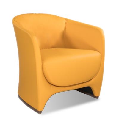 China High Density Cool Cure Foam Simplicity Sell Cafe Restaurant Club Lounge Resting Yellow Leather Soft Arm Tub Chair for sale