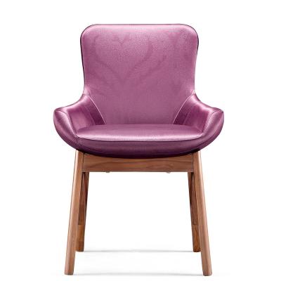 China Modern Solid Wood Elegant Designer Memory Foam Purple Leather Restaurant Chair for sale