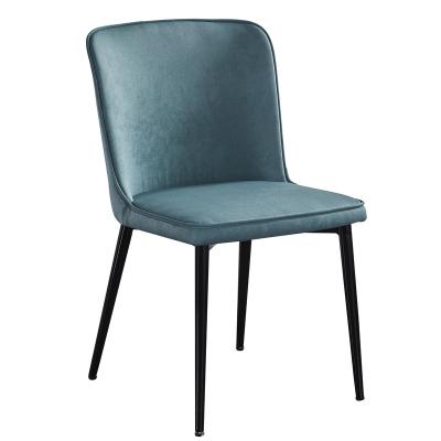 China Memory Casting Faom Simple Elegance Contemporary Wares Restaurant Metal Upholstered Green Green Fabric Dining Chairs for sale