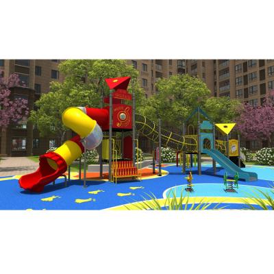 China LLDPE School Outdoor Kids Outdoor Playground Kids PE Playground Equipment With Big Slide And Rope Climbing for sale