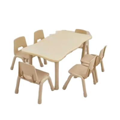 China Modern Preschool Table With Adjusting Legs Plastic Table Kindergarten Commercial Furniture for sale