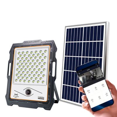 China 100W 200W 300W 400W Outdoor Garden Camera 1080P Garden Wall Mounted Monitor Led Solar Flood Light With CCTV Camera for sale