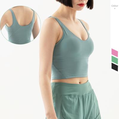 China 2021 new sports breathable nylon beautiful back U charm nude bra gather yoga underwear fitness vest for sale