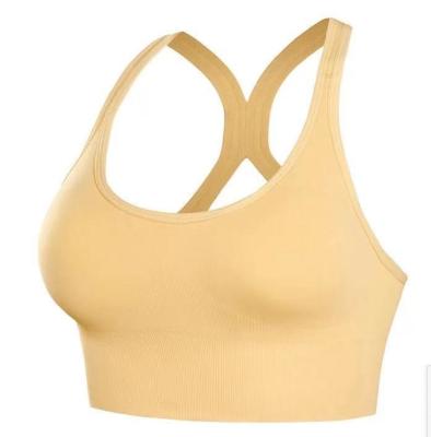 China Breathable Nylon Western Underwear Breathable Sports Nylon Cross Style Ring Yoga Back Sports Seamless Steel Gathered Bra for sale