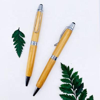 China Bamboo Ball Pen+Touch Pen With Touch Screen Pens For Promotional Styles Ballpoint Metal Pen Clip for sale