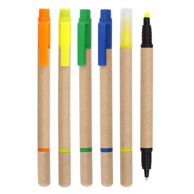 China Click or Twist Paper Promotion Pen Highlighter Bar Ballpoint Pen for sale