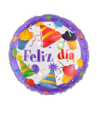 China Spanish 18 d'espanol pulgadas de feliz de momento de feliz de redondo de Toy Globo de aluminio gift party decoration globos for sale