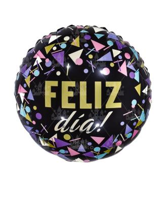 China Spanish 18 d'espanol pulgadas de feliz de momento de feliz de redondo de Toy Globo de aluminio gift party decoration globos for sale