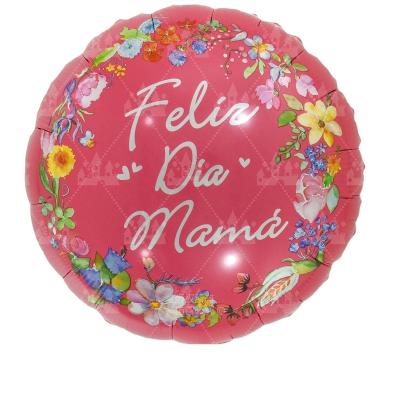 China Party Mother's Day 18 Inch Round Spanish Series Heart Shaped Foil Balloon Mother's Birthday Party Decoration for sale