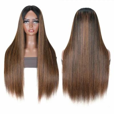 China Straight 2022 Hot Wholesale Highlight Synthetic Lace Front 13*6 HD 1B Honey Blonde Ombre Wig For Black Women for sale