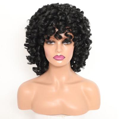 China Best Quality Short Synthetic Wigs Curl Wigs Afro Kinky Kinky Curly Wig For Black Women for sale