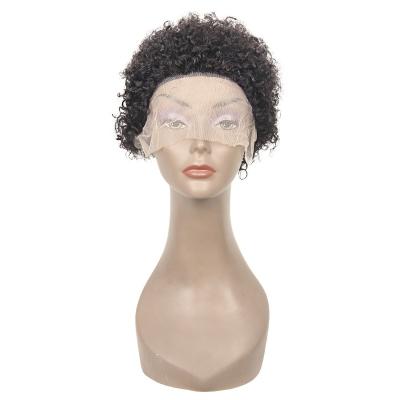 China Jerry Curl 2022 New Design Bob Short Pixie Cut Wig Virgin Curly Hair Lace Front Wigs Closure For Black Women Bleached Knots for sale