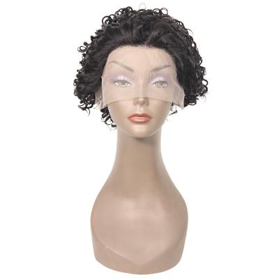 China Hot Selling Curly Lace Front Wigs For Black Women Remy Hair Pre Plucked Hair Wig 2022 Water Wave Short Curly Lace Frontal Wig for sale