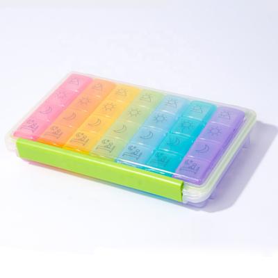 China With Lid Amazon Hot Selling Premium Quality Portable 7 Day Pill Box Plastic Rainbow Color for sale