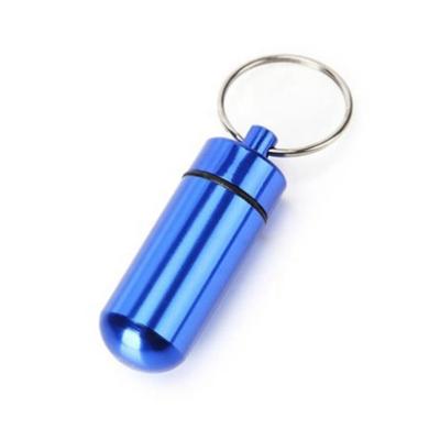 China Aluminum Metal Pill Box With Key Chain Waterproof Holder 67*59mm for sale