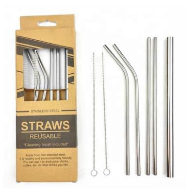 China Sustainable Metal Straws With Silicone Tip Combo Stainless Steel Straw Bulk Set for sale