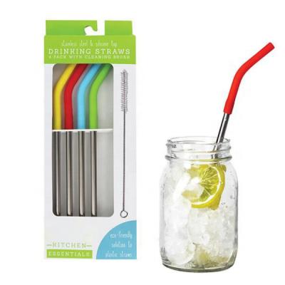 China Sustainable BPA Free And Eco - Friendly Metal Straw Set And Metal Straws With Silicone Tip for sale