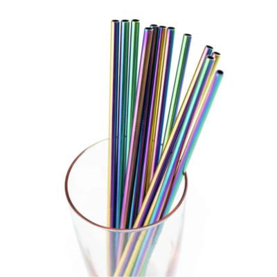 China Rainbow Stainless Steel Metal Viable Bulk Straws With Straight And Leaning Shape Custom Logo And Color for sale