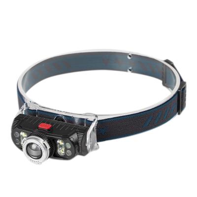 China Outdoor Activities Multifunctional USB Safety Light Rechargeable Red Headlamp with 18650 Lithium Battery Rechargeable Waterproof Led Headlights for sale