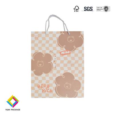 China Creative Strawberry Fruit Graphics Cute Cartoon Gift Kraft Paper Tote Bag Birthday Event Party Paper Bags for sale