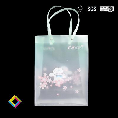 China Custom Paper Bags Window Rose Bouquet Flower Hand Bags Gift Packaging With PVC Transparent Window for sale