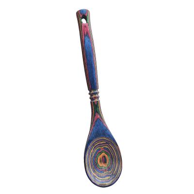 China Amazon Sustainable Hot Selling Handmade Food Safe Multicolor Pakkawood Spoon for sale