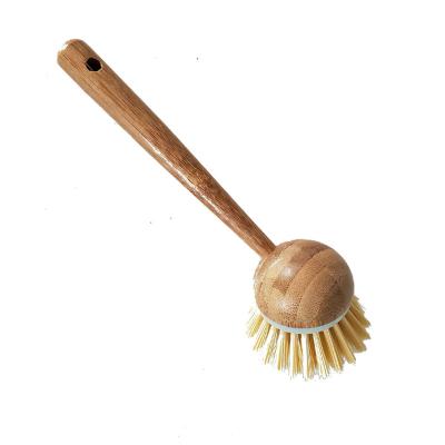 China Pan Pot Brush Dish Bowl Washing Cleaning Brush Sustainable Household Long Natural Bamboo Handle for sale