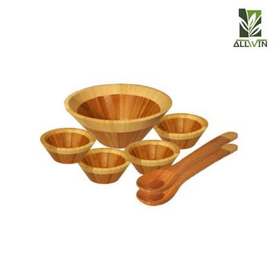 China Sustainable wooden salad bowl set for sale