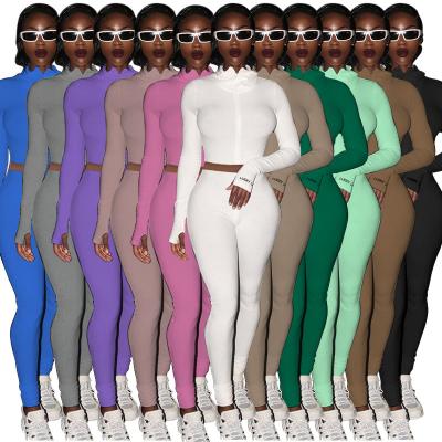 China Wholesale QUICK DRY candy color fashion long sleeve jumpsuit women casual sets women two piece set clothing for sale