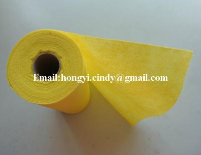 China Anti-bacteria Puncture Tear Needle Punched Kitchen Nonwoven Fabric Yellow Rolls for sale