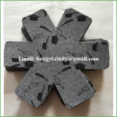 China Anti-Pull Gray Color 3mm Heat Resistant Nonwoven 100%Polyester Felt Pan Separator, Pan Saver for sale