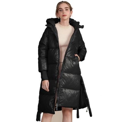 China long Anti-wrinkle cotton padded warm women's cotton padded jacket coat loose warm bright face women's winter clothes for sale