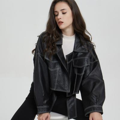 China Waterproof 2020 New Autumn Women Faux Leather Jacket Female Coats Short Biker Jacket Women for sale