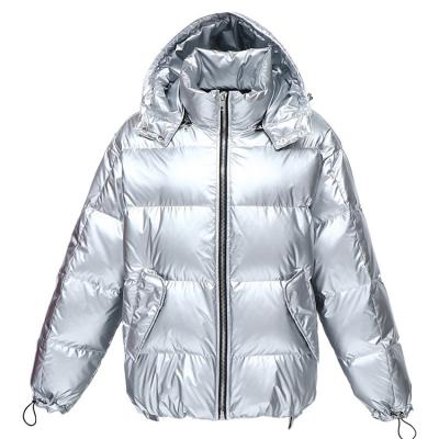 China Waterproof Down Jacket Women's Long Hooded Loose Thickened Thickened White Long Jacket Women's Medium Bright Face Down Coat for sale