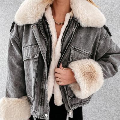 China 2020Custom Anti-wrinkle and color winter size cowboy coat girl and women warm clothes with fur collar big code jacket for sale