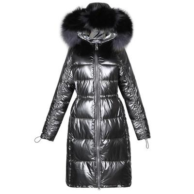 China 2020 Anti-Wrinkle Jacket Women Winter Fashion Bright Color Cotton-Padded Color Fur Blended Collar Big Clothes Down Cotton Mid Length Coat for sale