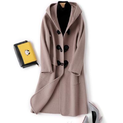 China Fashion Women's Single Breasted Cloth Woolen Coat Wholesale Breathable Winter Long Hooded Double Breasted Coat for sale