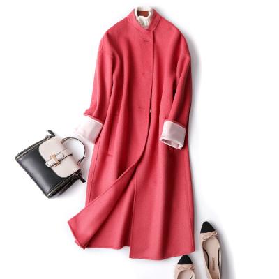 China 2020women's wool coat 100% breathable double faced winter red cashmere women ladies wool integral coats for sale