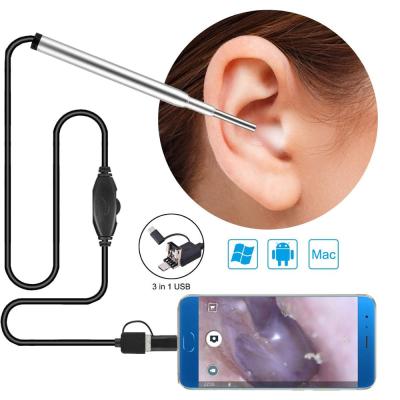 China Metal 3 in 3.9mm Camera Endoscope 1ear Endoscope Camera Medical Ear Endoscope USB Nasal Otoscope for sale