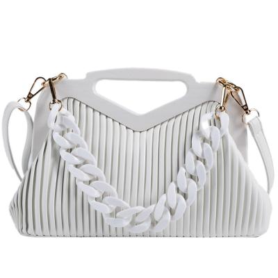 China Korean New Fashion Women's Fashion Drape Wrinkle Bag Chain Shell Bag Shoulder Handbag for sale