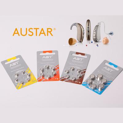 China AUSTAR 312 675 hearing aid battery size a10 13 button cell 1.45v zinc mini air hearing aid battery 312a wholesale for sale