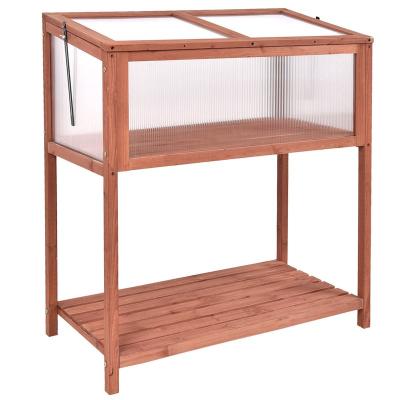 China Easily assembled outdoor Mini Greenhouse, wooden layers frame with bottom shelf for sale