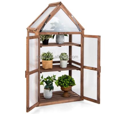 China Easily Assembled Wooden Layered Frame with Outdoor Mini Greenhouse Bottom Shelf for sale