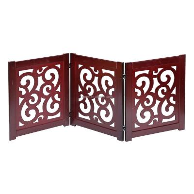 China Sustainable Indoor Wooden Extending Pet Gate , Folding Dog Fence for sale