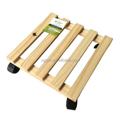 China Wholesale Custom Wooden Flower Planter Plant Motor With Wheels, Plant Pot Trolley for sale