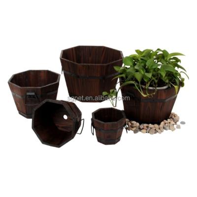 China Wholesale Country Customize Wooden Square Planter Box Wooden Tapered Barrel Flower Pot Decoration for Home and Garden Charcoal Pot for sale