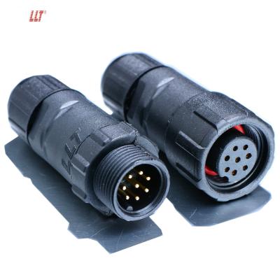 China LLT M14 Solder Connector Lighting Waterproof Plastic Wire 2 3 4 5 8Pin IP67 Waterproof 10 Pin LED Outdoor Connector for sale